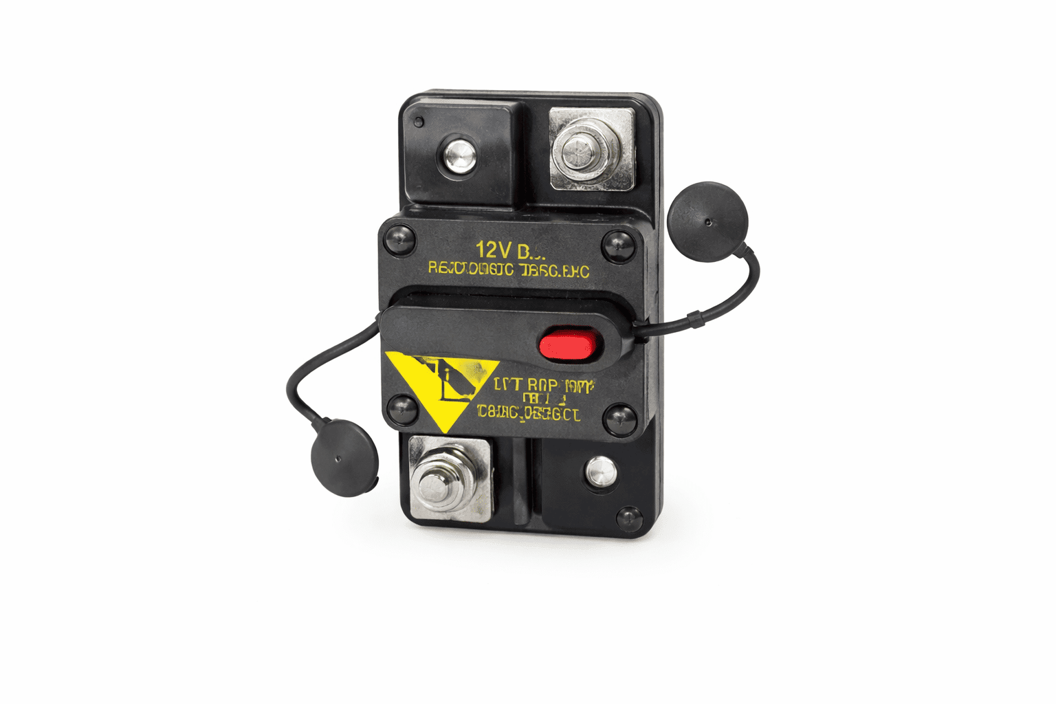 ChatGPT Image Feb 17, 2026, 06_40_03 PM Heavy-duty automotive circuit breaker with manual reset button and terminal studs on white background